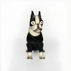 Vintage Japan Mid Century Large Black and White Boston Terrier Figurine - Picture 1 of 9