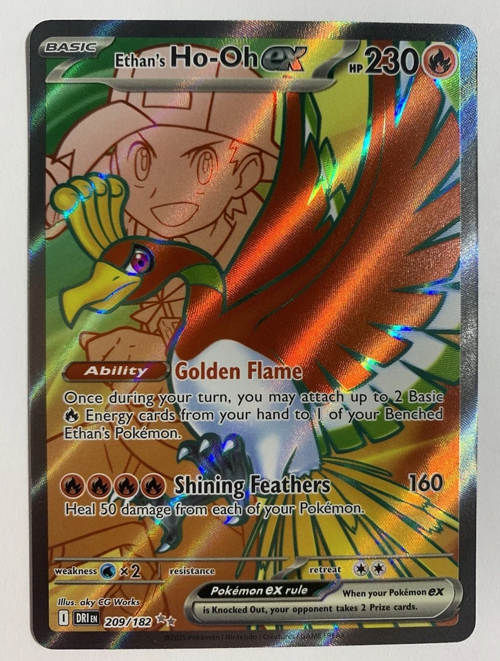JCC Pokémon Rivales Destinos Ethan's Ho-Oh EX Ultra Raro Tarjeta Artística Completa 209/182 Foto 1 de 4