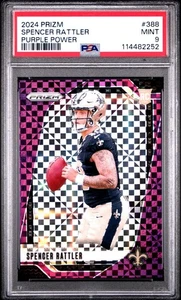 2024 Panini Prizm Football #388 Spencer Rattler Purple Power /49 Rookie RC PSA 9 - Picture 1 of 2