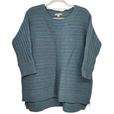 Suéter Pullover Granate Hill Verde Azulado Mezcla Lana de Cordero Manga Dolman Cremallera Mujeres XS Foto 1 de 4