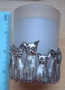 Cats Pewter Votive Candle Holder  - Picture 1 of 5