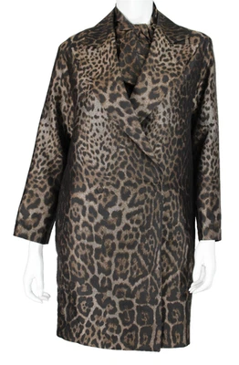 Conjunto de dos blusa y abrigo de jacquard con estampado de leopardo marrón y negro LANVIN 36 Foto 1 de 4