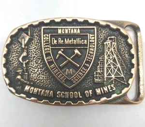 Rara fibbia per cintura in ottone 1983 Montana College of Mineral Science & Technology NOS - Foto 1 di 10
