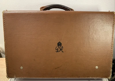 Vintage H.M. George VI Royal Household Leather Briefcase Embossed GR VI - Image 1 of 4