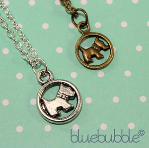 FUNKY VINTAGE SCOTTIE HUND HALSKETTE NIEDLICH SÜSS HAUSTIER CHARM ANHÄNGER BOHO KITSCH CHIC - Bild 1 von 1