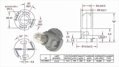 Instrument Cluster Bulb, 10pcs,  Replaces Navistar 2506796C1 - Image 1 of 3
