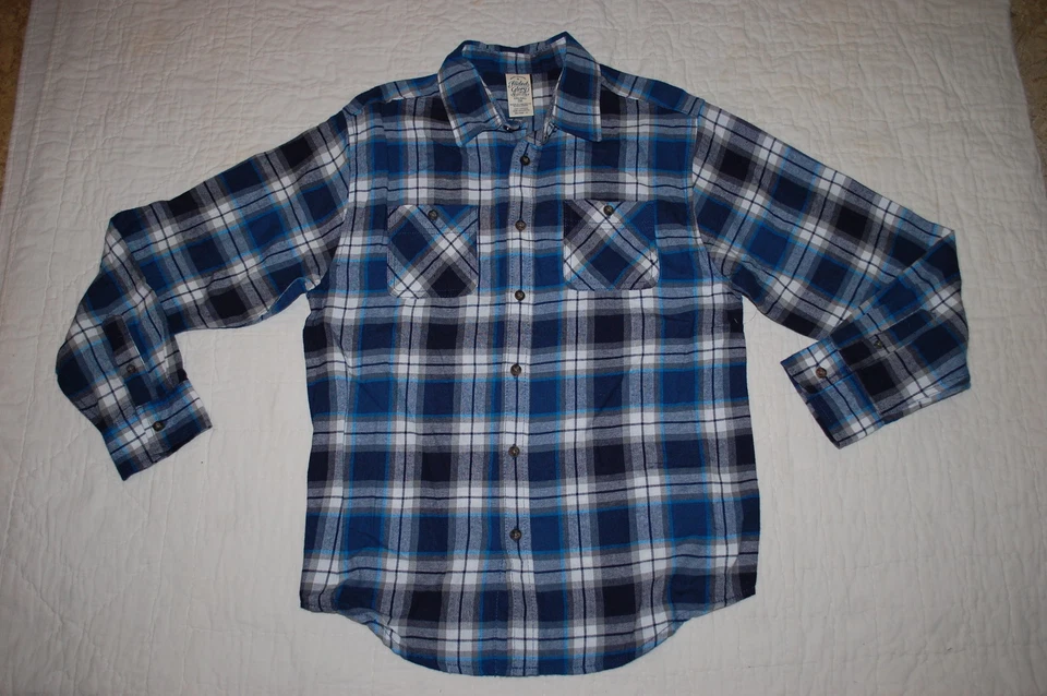 Boys L/S Flannel Shirt BLUE BLACK PLAID Button Front CHEST POCKETS Size XXL 18 - Image 1 of 1
