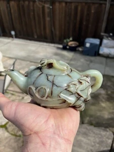 Antique Chinese Amazing Beautiful Carved Jade Teapot smaller size - Picture 1 of 21