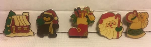 Vtg NONY NEW YORK Button Covers 3 Christmas House Stocking Angel Enamel Brass - Picture 1 of 2