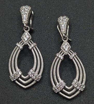 Pendientes colgantes de plata de ley 925 Judith Ripka Diamonique circonita cúbica con clip Foto 1 de 4