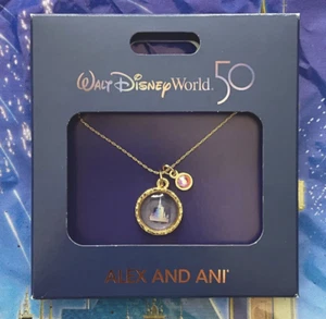 Disney World 50th Anniversary Alex & Ani Gold Cinderella Castle Necklace NEW - Picture 1 of 1