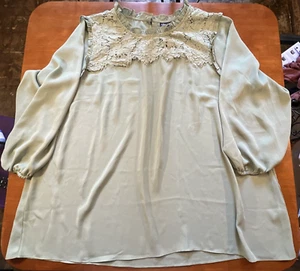 Blusa City Chic Para Mujer Verde Encaje Ángel Manga Codo Top Salvia Fluido Casa de Campo - Imagen 1 de 9