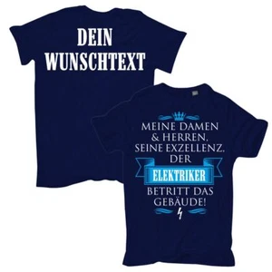 T-shirt uomo TESTO A SCELTA elettricista con azienda o testo proprio nome dalla S alla 8XL - Foto 1 di 7