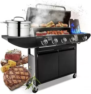 Griglia barbecue a gas 4+1 bruciatore in acciaio inox giardino cortile barbecue cucina - Foto 1 di 4