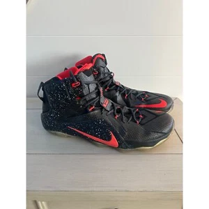Nike LeBron James 12 XII ID Mens Size 16 Custom Black Red Sneakers 728709-982 - Picture 1 of 11