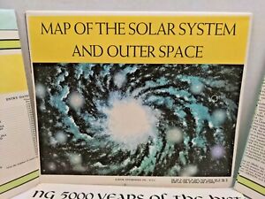 4 Giant Wall Maps Detroit Free Press History United States World Solar SystemM27