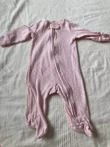 Carters baby girl pink dot zip up knit sleeper size 3 M - Picture 1 of 5