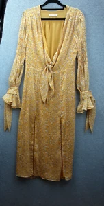 The East Order Size M Yellow Lined Tie Front And Sleeve Long Sleeve Dress - Picture 1 of 13