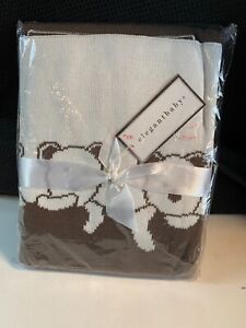 NWT Elegant Baby Cotton Blanket 30"X 40" ~ Brown & Cream w/Bears