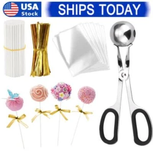 300Pc Cake Pop Sticks and Wrappers Kit, Lollipop Sticks Cake Pop Bag Meat Baller - Picture 1 of 8