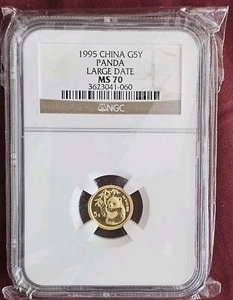 1995 1/20 Oz  China Gold Panda 5 YUAN  . LARGE DATE. .LUSTROUS. ³NGC-MS70  - Picture 1 of 14