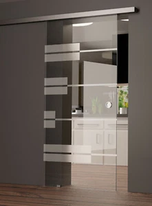 Glas Schiebetür Ganzglasschiebetür Soft-Close Komplettset Design Glasschiebetür - Bild 1 von 9
