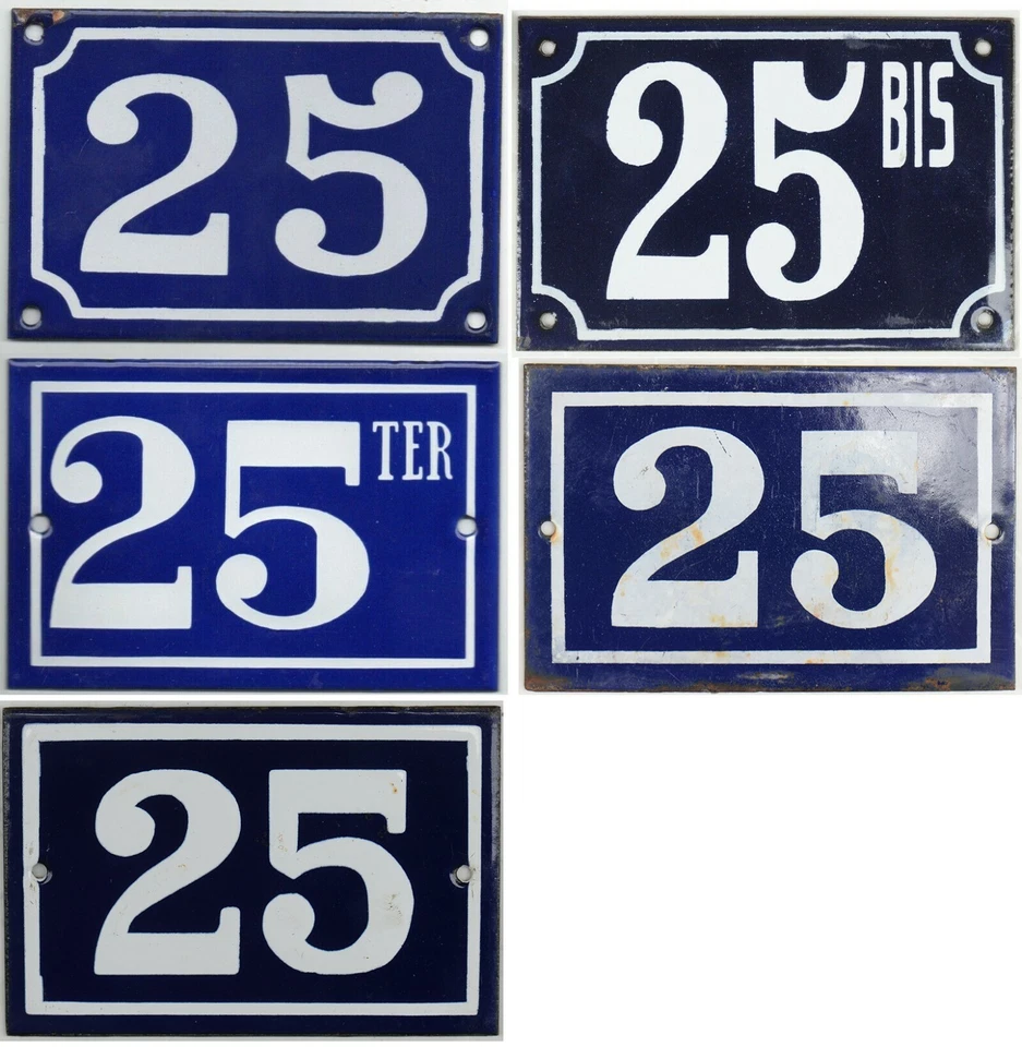 Casa francesa azul antiga número 25 BIS TER porta portão parede rua placa placa - Imagem 1 de 1