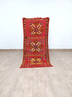 Vintage Berber Faded Red Rug Moroccan Handmade Azilal Boujaad  Wool Runner 2x6