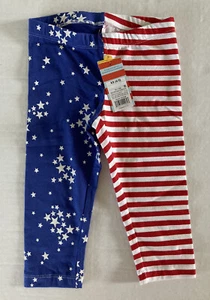 NWT Cat & Jack XS 4-5 American Flag Capri Leggings 4th of July Red White & Blue - Picture 1 of 1