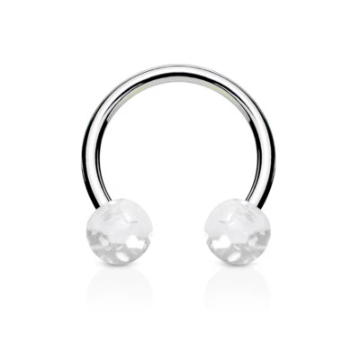Par de barras circulares con bola brillante herradura tabique tragus piercing labial 16G Foto 1 de 3