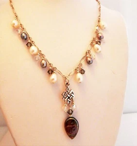 Sterling Silver Celtic Knot Made with pearls & Swarovski crystals - Picture 1 of 3