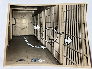 1940s JAILHOUSE Cells Locks Bars Prison Photo w Artists Embellishment Vtg - Picture 1 of 9