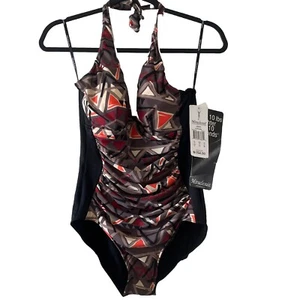MIRACLESUIT Swim Tummy Shaper Slimming One Piece Swimsuit Taupe Brown Size 10 - Picture 1 of 4