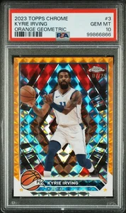 2023 Topps Chrome #3 Kyrie Irving arancione geometrico #'D /25 PSA 10 - Foto 1 di 2