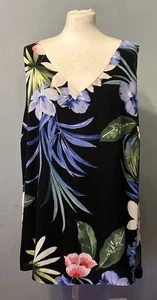 Debenhams Collection Black floral print V-neck Sleeveless Blouse Size 20 - Picture 1 of 6