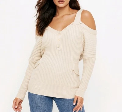 Свитер Derek Lam Crosby кремовый шерстяной кашемир с открытыми плечами с длинным рукавом размер S - Изображение 1 из 4