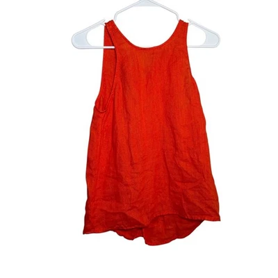 Женская майка Joie XXS оранжевая без рукавов 100% лен круглый вырез однотонная рубашка - Изображение 1 из 4