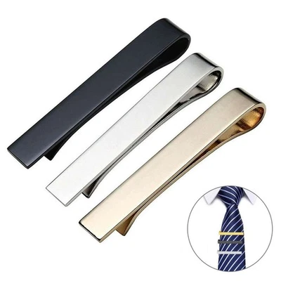 3 Pcs Tie Clips for Men Elegant Metal Necktie Bar Pinch Clasp Wedding Party Gift - Image 1 of 4