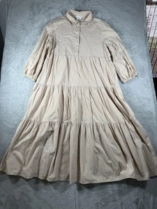 Pomander Place Dress Womens 3XL Beige Tiered Maxi Pockets Cottagecore Prairie - Picture 1 of 15