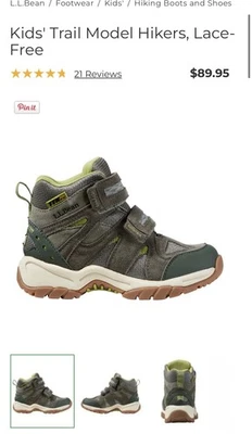 L.L. Bean Kids Modelo Trail Sin Encaje Senderista, Impermeable Talla 2 Polvoriento Oliva Foto 1 de 4