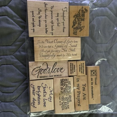 Lot Of 10 Vintage Religious Themed Quotes Rubber Stamps - Image 1 of 4