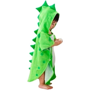 Soft Cotton Baby Bath Towel Beach Bathrobe for 0-4Y, Green Dinosaur - Picture 1 of 7