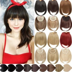 US Thick Neat Fringe Bangs Hairpiece As Clips in 100% as Human Hair Extensions - Picture 1 of 36