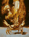 Affiche d'art tordue des années 70 Scifi Art Peinture Crabe par Sv Bell **LIVRAISON GRATUITE**