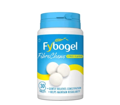 Fybogel Fibre Chews for Constipation Relief, Citrus Flavour Chewable Fibre 30