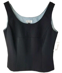Traje Top Tahari Arthur S Levine Petite Sin Mangas Talla 10P Negro Azul Forrado Nuevo - Imagen 1 de 9