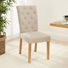 Bunbury Natural Oatmeal Fabric Dining Chair with Oak Legs - Upholstered Seat