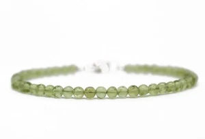 Natural Green Peridot 4-5MM Round Gemstone Beads Handmade Bracelet Gift 6-8" - Picture 1 of 10