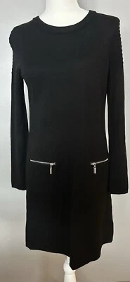 Tahari Women’s Sweater Dress S Black Extra Fine Merino Wool Zipper - Image 1 of 4