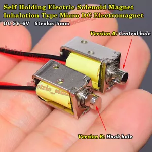 DC 5V 6V Self-holding Suction Type Spring Micro Solenoid Electromagnet Magnet - Picture 1 of 24